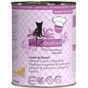 catz finefood Ragout N° 611 Lam & Kameel kattenvoer nat - fijnkost natvoer voor katten in saus zonder granen en suiker met een hoog vleesgehalte, 6 x 380 g blik