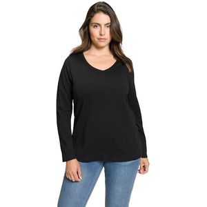 Ulla Popken Damesshirt met lange mouwen, zwart, 46/48 NL