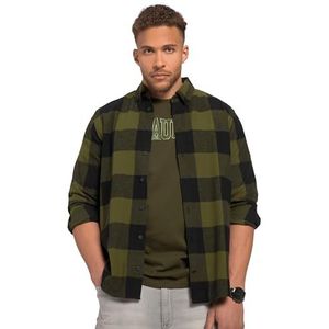 STHUGE, Heren grote maten, hemd, ruit, flanel, BD, MF, 1/1, meer groen, 5XL