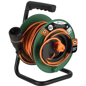 Electraline 49245 kabelhaspel 20 m 2 x 1,5 met stopcontact Electralock, vergrendelingssysteem voor stroomaansluiting omdat het per ongeluk loskoppelen van het aangesloten apparaat tijdens het gebruik