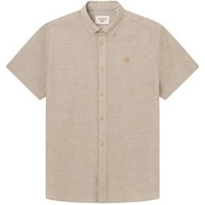 SPRINGFIELD Reconder Basic herenhemd met korte mouwen en normale pasvorm, 1 stuk, standaard beige, S