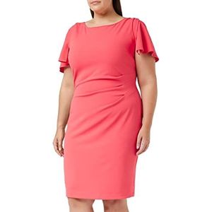 Gina Bacconi Dames Stretch Crêpe Jurk met Tucks Cocktail, Koraal, 46 NL