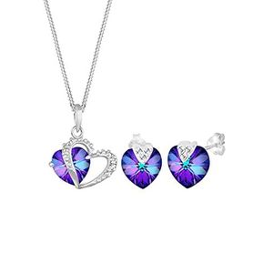 Elli Sieradenset dames hart hanger symbool liefde elegant met kristallen in 925 sterling zilver, 450, facetgeslepen, Swarovski-kristal
