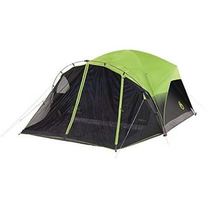 Coleman Kampeertent met schermkamer | Carlsbad Dark Room Dome-tent voor 6 personen met afgeschermde veranda, groen/zwart/groenblauw