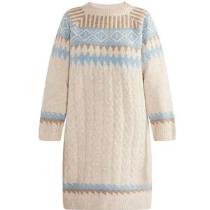 SIDONA Gebreide damesjurk 15425017-SI01, BEIGE BRUIN BLAUW, M/L, gebreide jurk, M/L