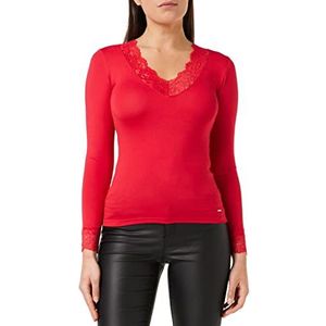 Morgan T-shirt met lange mouwen en kant, Rood (Tango Rood 500), XS