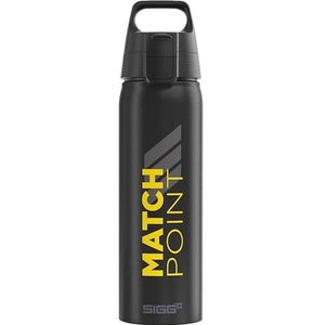 SIGG - Aluminium drinkfles - WMB Pathfinder Match Point - Klimaatneutraal gecertificeerd - Koolzuurhoudende dranken - Lekvrij - Vederlicht - BPA-vrij - Outdoor & Tennis - Zwart met opdruk - 1L
