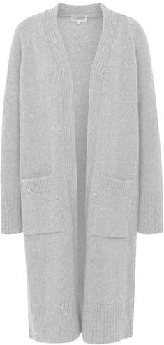 Cardigan - Donkergrijs - Normale Pasvorm - Lange Mouwen - Sjaalkraag