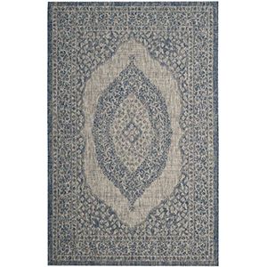 Safavieh CY8751, binnen- en buitentapijt, geweven polypropyleen Transctioneel. 120 x 180 cm lichtgrijs/blauw