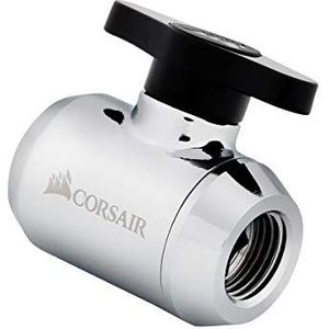 Corsair Hydro X Series, XF kogelventiel (G1/4"" BSPP adapterschroefdraad, messing vervaardigde duurzaamheid, tweetraps afdichting, hoogwaardige coating, ontworpen voor hoge debieten) chroom