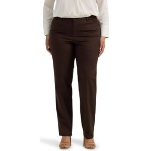 Lee Women's Size Wrinkle Free Relaxed Fit Straight Leg Pant, Espresso, 26 Plus Long