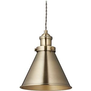 Relaxdays handlamp industrieel, HxØ: 130 x 18,5 cm, metalen pendellamp, E27-fitting, ronde eettafellamp, hal, messing