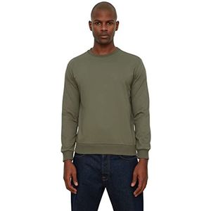 Trendyol Heren Regular Basic Ronde hals Gebreide Sweatshirts, Kaki, XXL