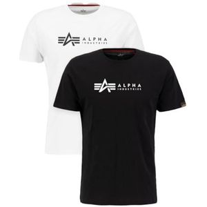 Alpha Industries Alpha Label T 2 Pack Heren T-shirt Black/White