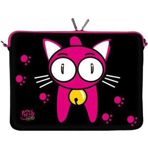Kitty to Go LS133-13 Designer Mac Book Bag 13 inch neopreen geschikt als iPad Pro Case 12,9 tot 13,3 inch (33,8 cm) MacBook Air Case kat zwart-roze