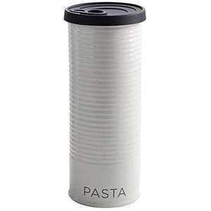 Maxwell & Williams canister Pasta, 1,7 l, geschenkdoos, porselein/siliconen, VC6450 voorraaddoos met siliconen deksel, zwart, wit, 11,5 x 11,5 x 26 cm