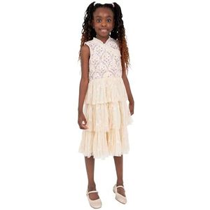 Maya Deluxe Meisjesjurk Pailletten Verfraaid Tule Tutu Ruches Prinses Bruidsmeisje Bruiloft Gast Kids Childrens Party Bloem, Ecru, 11-12 jaar