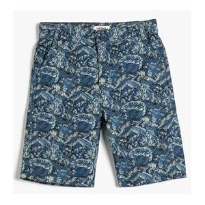 Koton Boys's Chino Zakken Bloemen Patroon Katoenen Shorts, Blauw design (03v), 5-6 Jaar