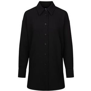 Seidensticker Damesblouse, modieuze blouse, regular fit, hemdblousekraag, lange mouwen, stretch, zwart, 36