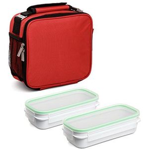 Tatay Urban Food Prime Koeltas voor levensmiddelen, met 2 luchtdichte taartjes van 0,75 l, BPA-vrije kunststof, rood, afmetingen 25,5 x 11 x 24,5 cm, inhoud 4,7 l