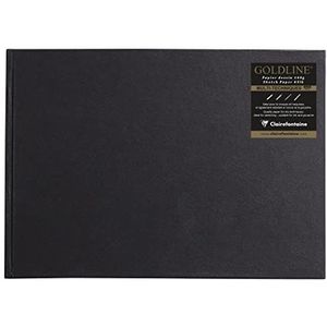 Clairefontaine 34244C Notitieboek Goldline 64 vellen genaaid en gelijmd liggend formaat 21 x 29,7 cm wit papier 140 g, zwarte hardcover