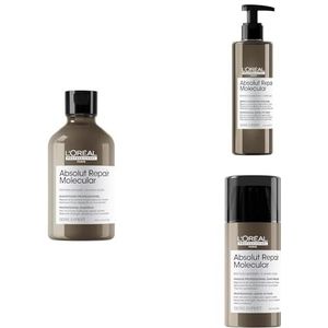 L’Oréal Professionnel, Routine voor zeer beschadigd haar, set met Shampoo, Serum + Leave-in,Herstelt de Moleculaire Structuur Van het Haar,Met Peptiden Bonder en 5 Aminozuren,Absolut Repair Moleculair