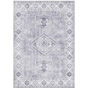 Nouristan Asmar Tapijt – woonkamertapijt Orient-Touch gedetailleerd patroon met bloemen en curpools, plat geweven tapijt voor eetkamer, woonkamer, slaapkamer – grafiet-grijs, 160 x 230 cm