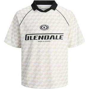 JACK & JONES Heren Male Plus Size Poloshirt Jcoretreat AOP Mesh Open Collar Po Pls, cloud dancer, 6XL