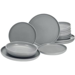 CreaTable, 23583 Serie Uno, 12-delige serviesset, bordenset van aardewerk, vaatwasser- en magnetronbestendig, Made in Portugal