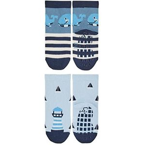 Sterntaler ABS-sokken, dubbelpak, walvis- en vuurtoren sokken voor jongens, Marine., 18