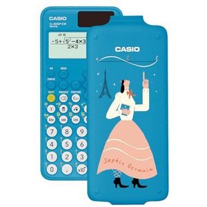 Casio FX-85SP CW – wetenschappelijke rekenmachine van Sophie Germain, geïllustreerd door Laura Liedo, aanbevolen voor het Spaanse en Portugese cv, 5 talen, meer dan 300 functies, zonne-energie, blauw