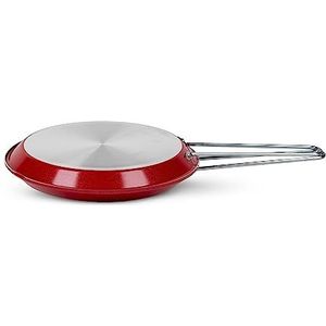 ZANETTI, Koekenpan met dubbele pan, model Adria, anti-aanbaklaag, diameter 26 cm, kleur rood, gemaakt in Italië