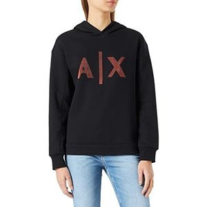 Armani Exchange Dames Hoodie With Maxi Logo On Front Hooded Sweatshirt, zwart, M