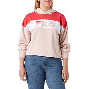 FILA SUNDERDEK Blocked Cropped capuchontrui voor dames, sepia rose-cayenne-bright-wit, XS, Sepia Rose-Cayenne-helder wit, XS