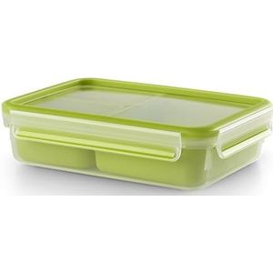 Tefal Master Seal to Go Snackbox met inzetstukken voor voedselopslag, helder/groen, 1,2 liter