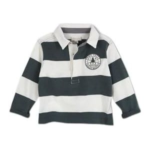 Gocco Poloshirt met lange mouwen, gestreept en patch, donkergroen, normaal voor baby's, Donker Groen
