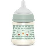 Suavinex, 150 ml fles met fysiologische zuiger SX Pro van siliconen, met anti-colic ventiel, fles met langzaam doorstroming (S), voor baby's + 0 maanden, Bonhomie, groen