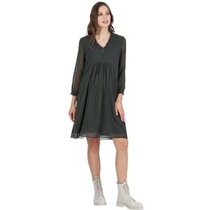 ATTESA Chiffon Maternity & Nursing Dress with Ruffle Trims on the Neck