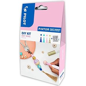 Pilot Pintor Creatieve set – sleutelhanger – marker voor schilderen op waterbasis, sneldrogend – DIY – extra fijne punt – kleuren blauw, pastelgroen, roze, goud