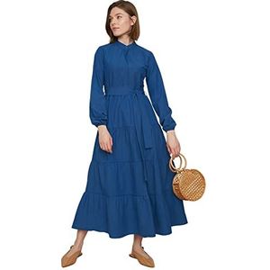 Trendyol - Design Maxi A-lijn Jurk - Marineblauw