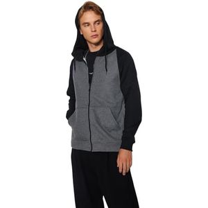 Trendyol Herenkap Colorblock Regular Sweater, Antraciet, XL, Antraciet, XL