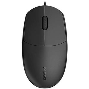 Rapoo N100 bekabelde muis, 1600 dpi, rechts- en linkshandigen voor pc/laptop/notebook/computer, zwart