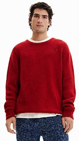 Desigual Men's JERS_Amadeo 3007 BORGO_) Pullover Sweater, Rood, XXL, rood, XXL