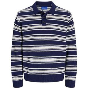 JACK & JONES Jorcambridge Knit Stripe Polo, Ocean Cavern, L