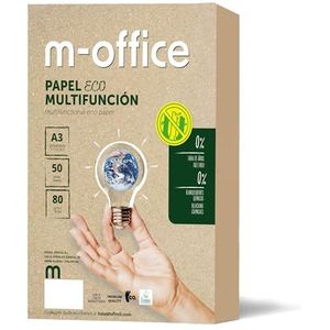 Gerecycled papier, DIN A3, 80 g, papier voor kopieerapparaten en printers, 1 verpakking met 50 vellen A3, 100% gerecycled papier, m-office (50 vellen)