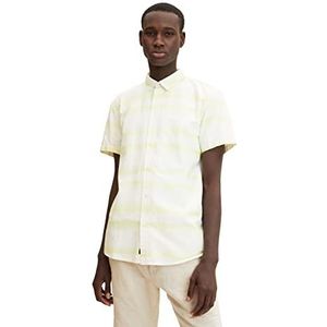 TOM TAILOR Denim Uomini Slim Flit shirt met korte mouwen en print 1031067, 29853 - Green Batik Stripe, S