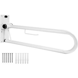 PEPE - Opvouwbare Handgreep voor Toilet (x1 eenheid, 75 cm), Badgreep voor Ouderen, Handgrepen voor Toilet, Opvouwbare Toiletrails, Badhandvat voor Senioren, Opvouwbare Toiletgrijpe Wit