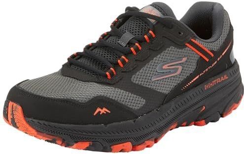 Skechers Heren GO Run Trail Altitude 2.0 Sneakers, zwart en oranje leer/textiel, 6 UK, Zwart en Oranje Leer Textiel, 39.5 EU