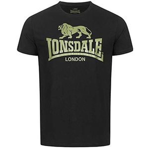 Lonsdale T-shirt met logo voor heren, zwart/olijf, XXL