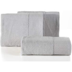 Eurofirany handdoek, katoen, zilver, zacht, metalen naad, randenset, 3-pak Oeko-Tex, 70 x 140 cm, 3 stuks